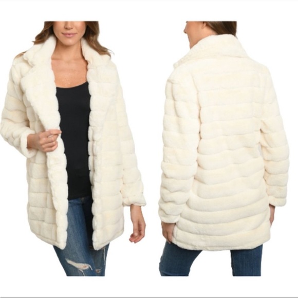 haha Jackets & Blazers - Haha Plush Faux Fur Jacket Coat Ivory White Size Medium